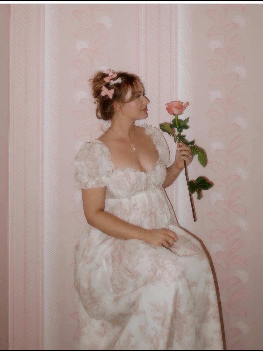 Pink Floral Baby Shower/ Maternity Shoot Dress